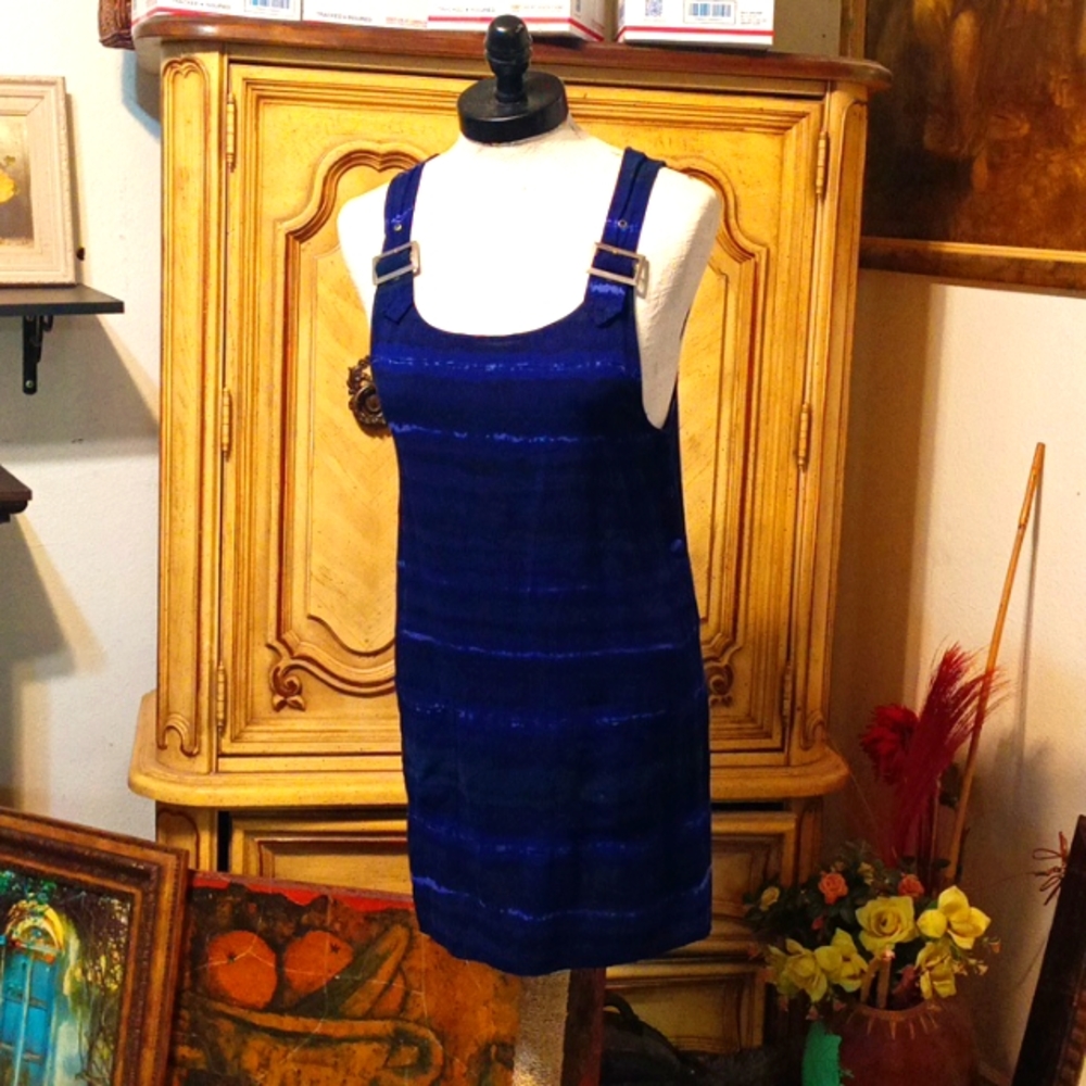 Womens Dress adjustable strap Navy Tie dye sz S YAYA